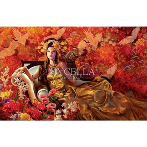 Orchids 5D DIY Diamond Painting Japanese Beauty Embroidery Full Stitch Rhinestone Mosaic Paintings Home Decor Christmas Gift