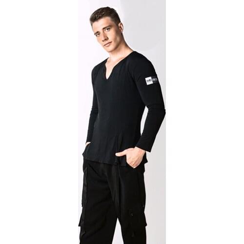 Cheap Latin Dance Shirts For Males White Black Grey Color Fabric Modal Shirt Nice Men Chacha Professional Ballroom Garments E028