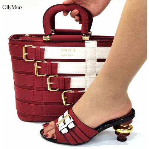 High Quality Woman Shoes And Bags Set Summer Style Pumps Shoes And Bags Set For Party Large Size 37-43 On Stock