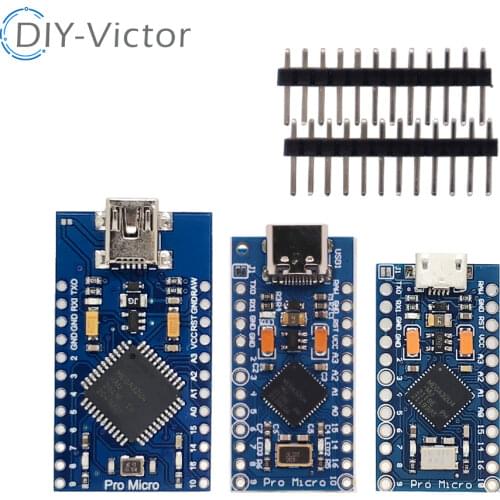 New Pro Micro 3.3V 8Mhz For Arduino ATmega32U4 5V/16MHz Module With 2 Row Pin Header For Leonardo