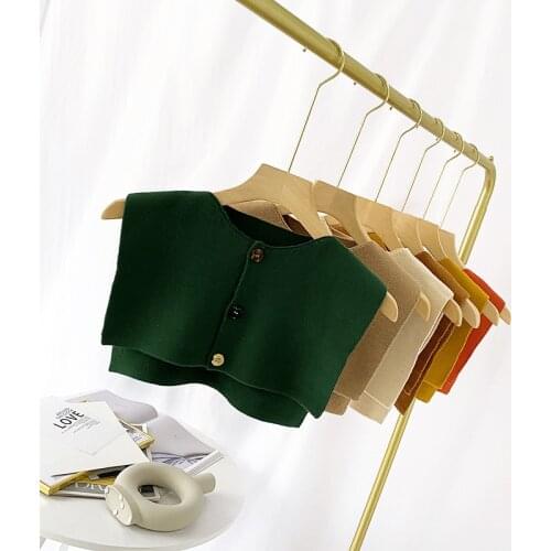 2021 Solid Color Knitted Fake Collars for Women Shirt Detachable Collar Removable Scraves Shawls Neckwear False Collar Cape