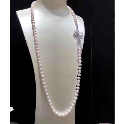 Fine Jewelry Natural Fresh Water 8-9mm White Peals Multi Layers Necklaces for Women Fine Pearls Necklaces