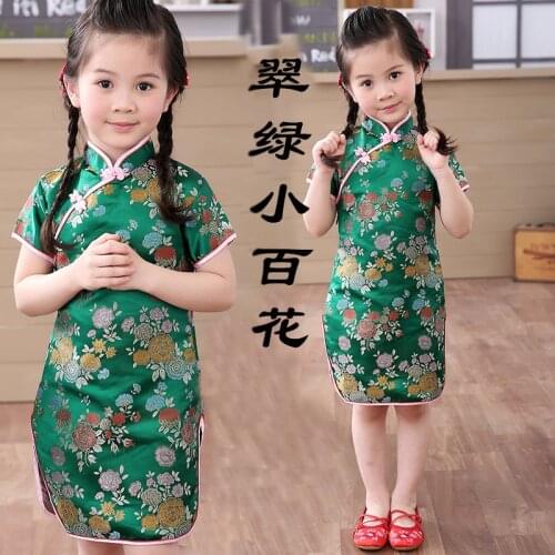 Floral Baby Qipao Girl Dress Chi-Pao Cheongsam Christmas Gift Chinese Kids Lace Dresses Girls clothing Wedding Princess Dress