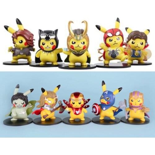 Pikachu cosplay Black Widow Ironman Thor Captain America Hulk Thanos Loki Figure Model Decoration Toys