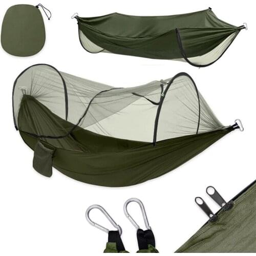 Fully automatic speed open with mosquito net hammock outdoor single nylon cloth camping pole mosquito net hammock anti-mosquito