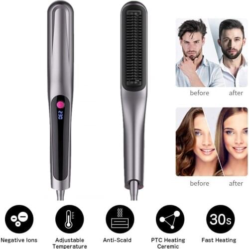 Hot Comb Hair Straightener Brush Anti Static Ceramic Heating Detangling Faster Straightening Anti-Scalding Automatic Hair Comb