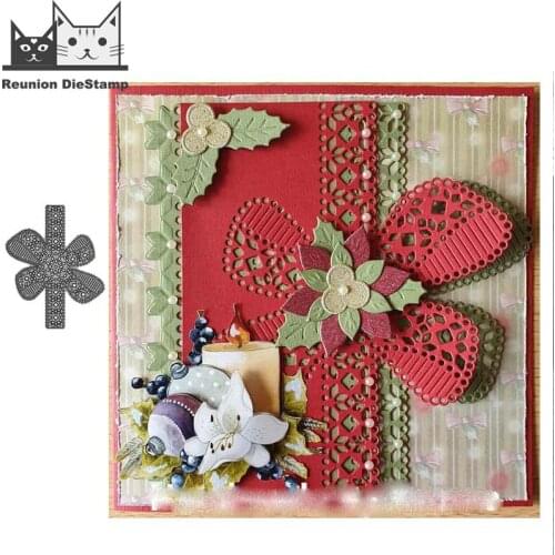 Reunion Craft Metal Cutting Dies Christmas Bow Border Scrapbook Paper Craft Blade Punch Stencils Dies Metal Die Cuts New 2020