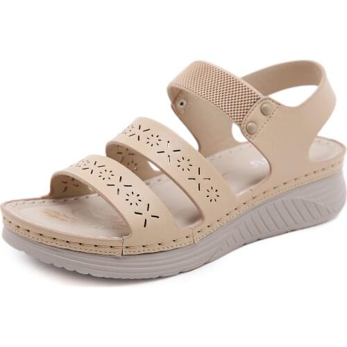 2021 Summer Retro Womens Sandals Sewing Women Casual Wedge Shoes Woman Lady Soft Platform Slip on Beach shoes Female Sandals