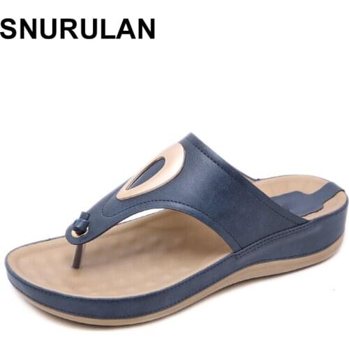 SNURULAN2019 womens flip-flops, sandals with straps, metal summer beach shoes, casual shoes on the platform, wedges, thick sole