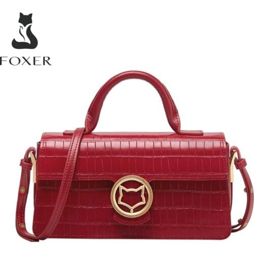FOXER Crocodile Pattern Crossbody Shoulder Bag 2021 New Designer Middle Handbags Lady Luxury Retro Alligator Totes Vintage Purse