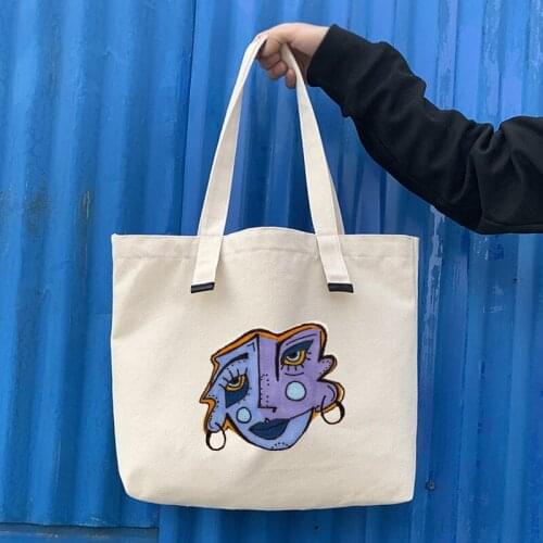 Women Shoulder Bags Canvas Bag Art Abstract Print Canvas Shopper Tote Shopping Bags Handbag for Girls High Capacity Cloth Bag