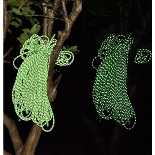 5M Dia.4mm Reflective Paracord Luminous Camping Tent Ropes Outdoor Tool Cores Parachute Cord Lanyard Survival Kit Camp Rope
