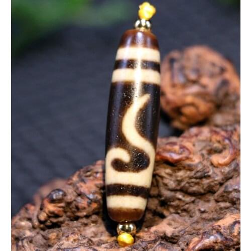 Treasure Unique Magic Power Tibetan Old Oily Agate ivory color ruyi hoook Bead Amulet 5A Timestown UPD0205A