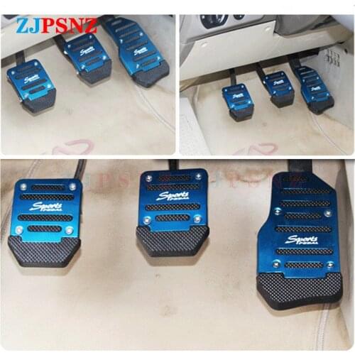 Universal 3pcs Non-Slip Car Pedal Cover Brake Gas Pad Set Kits Aluminum Auto Brake Gas Pedal Protector Cover Red/Blue/Silver