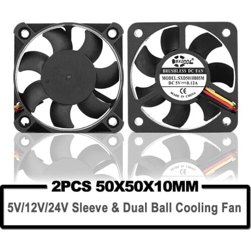 Fan 50mm 2PCS SXDOOL 5010 50*50*10 5V 12V 24V Cooling Fan 2PIN 3Pin 50mm 5cm PC Laptop Computer Industrial axial Cooling Fan