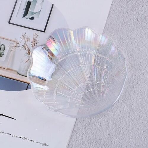 Nail Art Mermaid Crystal Glass Display Tray False Nail Tips Shell Showcase Plate Board Photo Props 3D Nails Jewerly DIY Tool