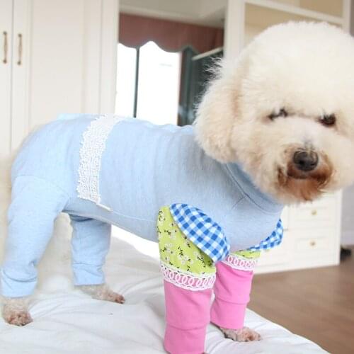 Pet Dog Jumpsuit Thin 100%Cotton Printed Overalls Puppy Clothes Protect Belly Home Wear For Small Dogs Chihuahua Poodle Pajamas