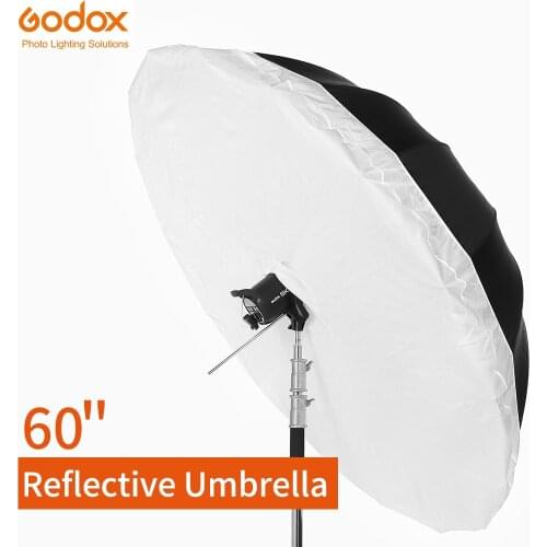 Godox Studio Photogrphy Umbrella 60" 150cm Black Silver Reflective Umbrella + Large Diffuser Cover For Studio Shooting
