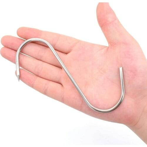 1Pcs Long Pointed S Hooks Rack Butcher Meat Stainless Steel Hanger 12/15cm Kitchen Hooks