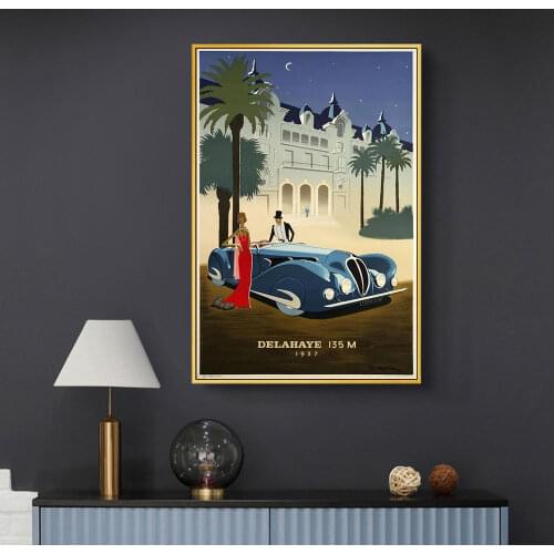 1937 Art Deco Delahaye Original Painting Canvas Print Nordic Home Decor Wall Art Picture For Living Room Frameless