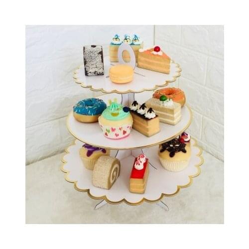 3 Tier Solid Printed Cardboard Cupcake Stand Dessert Holder For Baby Shower Birthday Wedding Tea party