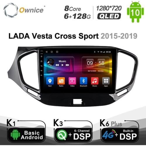 6+128G QLED Android 10.0 for LADA Vesta Cross Sport 2015-2019 Car auto Multimedia Video Audio GPS SPDIF Player 1280*720 4G LTE