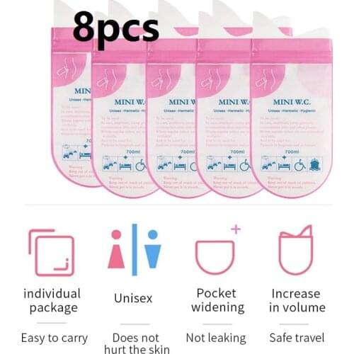 8pcs 700ml Emergency Portable Car Urine Bag Vomit Bags Mini Mobile Toilets Disposable Handy Unisex Kids Using Outdoors Mini W.C