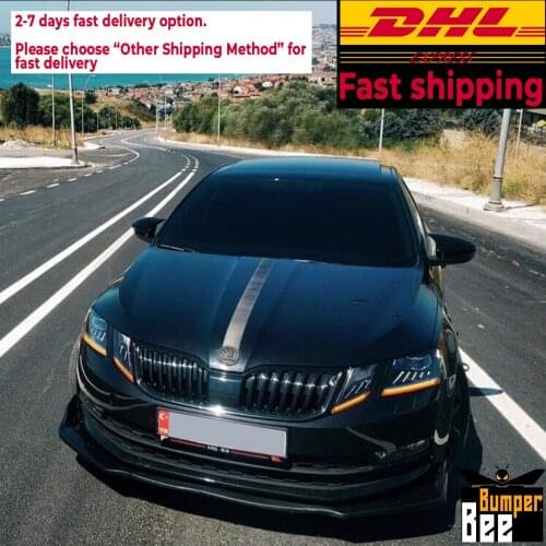 For Skoda Octavia MK3 2013 2014 2015 2016 2017 2018 Accessories Car Front Bumper Lip 3 pcs Black Diffuser Body Kit Spoiler