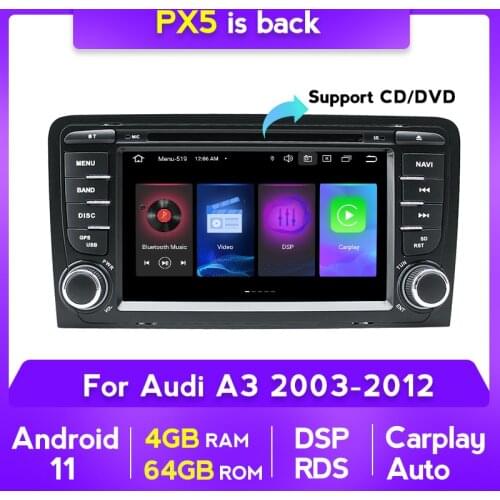 Android 11 7inch 4+64G DSP Car dvd radio multimedia Player For Audi A3 8P S3 2003-2012 RS3 Sportback carplay BT 4G WIFI RDS