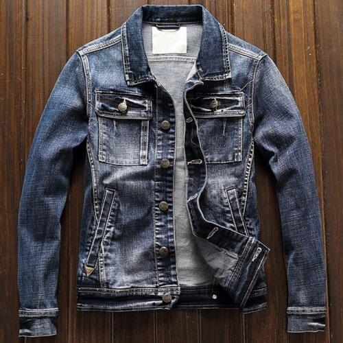 European Automotive Mens Denim Jacket and Coats Plus XXXL Handsome Biker Jeans Jacket Man Korean New Overcoats Streetwear A764