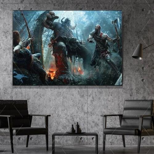 HD God Of War 4 Game Oil Painting on Canvas Posters and Prints Cuadros Wall Art Pictures For Living Room Home Decor