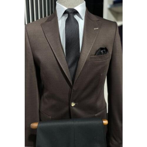 Brown Plain Slim-Fit Jacket