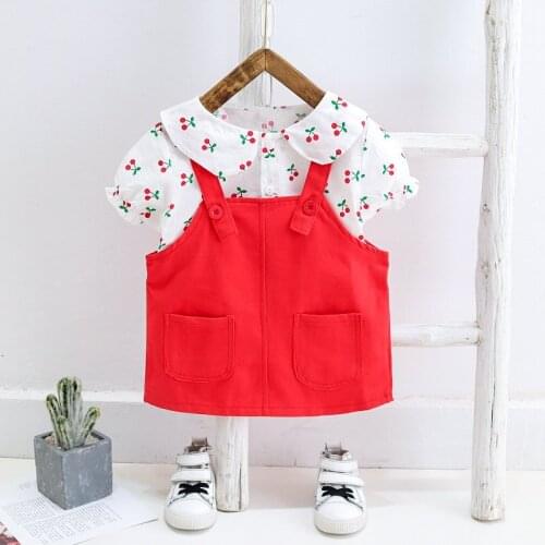 Summer Baby Clothes Children girls full printe Shirt Overalls bib pants 2Pcs/sets Toddler Formal Clothing Infant Kids Tracksuits