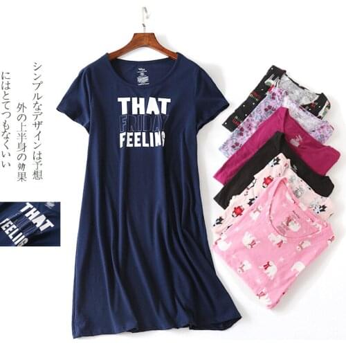 Summer Plus size 3XL Sleepshirt Women Cartoon nightgown soft Cotton nightdress Female Short sleeve O-neck sleeping dress