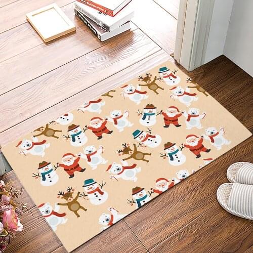 Merry Christmas Santa Snonman Bath Rugs Christmas Doormat Non-Slip Door Mat Carpet Bathroom Accessories Customizable