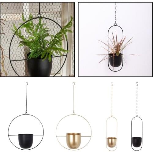 Metal Hanging Plant Planter Mini Pot Decoration Fashion Wall Hanging Garden Balcony Flower Vase Patio Front Porch Basket