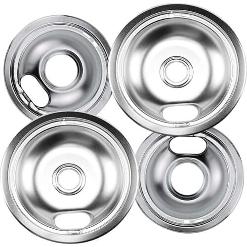 Range Drip Pans 6 inch W10196406 and 8 inch W10196405 Set Compatible for Whirlpool W10278125 W10196405 W10196406