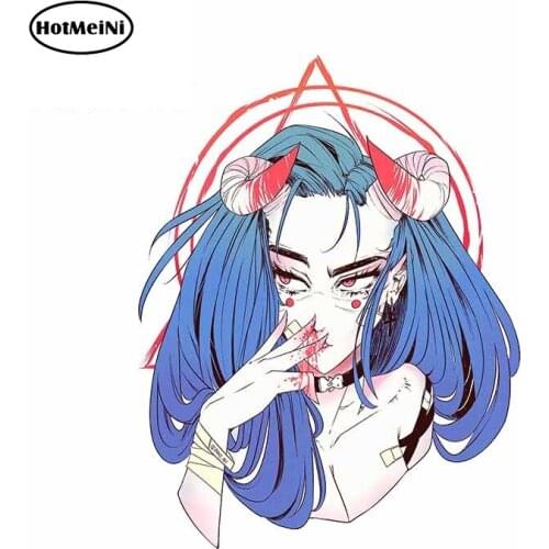 HotMeiNi 13cm x 10.1cm Funny Horn Girl Car Stickers Cartoon Auto Decals Graphics Car Styling Waterproof Vinyl Draw Sticker