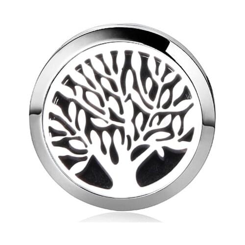 New Charm Tree of Life Stainless Steel Aroma Brooch Badge Perfume Box Aromatherapy Essential Oil Diffuser Locket Brooch Jewelry
