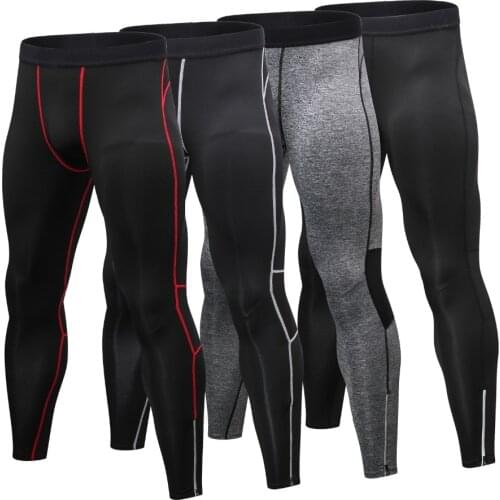 New Compression pants men sport Zipper Design Reflective Sport Pants Quick Dry Running tights men Workout Gym Fitness pants