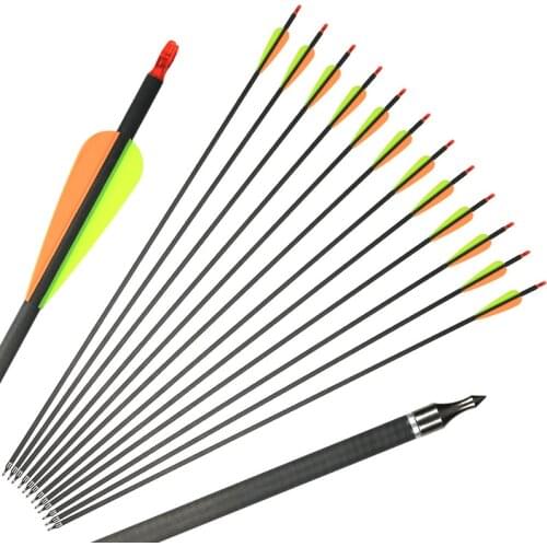 Hunting Arrows for Compound/Recurve Bow 32 Inch Spine 400 Mixed Carbon Arrows for Shooting Practice