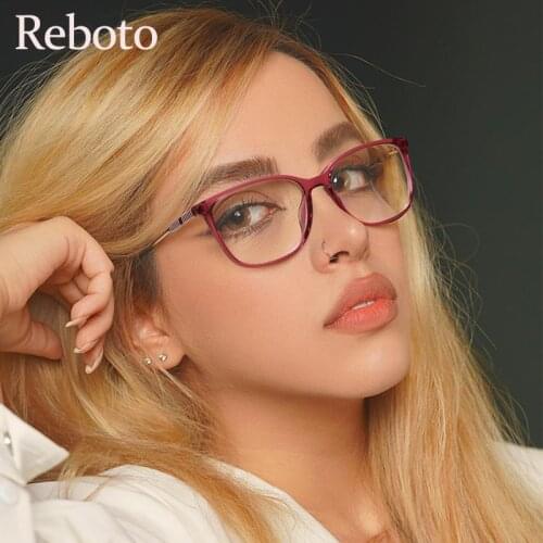 Transparent Anti Blue Glasses Frame Women Fashion Square New Luxury Red Computer Eyeglasses TR90 Sexy Optical Spectacles Oculos