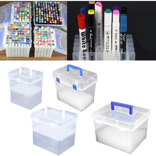 Transparent Marker Pens Storage Box Container Art Craft Tray Office Desk Organizor Home School Students Study Supply