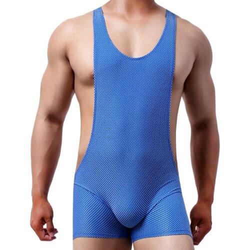 Sexy Mens Undershirts Sports One-piece Bodysuit Jumpsuits Leotard Wrestling Singlet Overalls Sexy Teddies Underwear Boxer Shorts