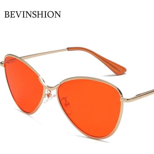 Sexy Vintage Butterfly Shape Triangle Cateye Sunglasses Women Sun Glasses Pilot Sunglasses Men Metal Frame Retro Red Blue Shades
