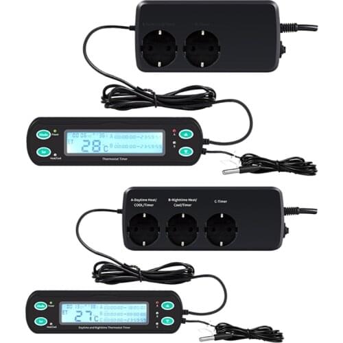 Digital Display Reptile Pet Nest Thermostat High Precision Probe Temperature&Humidity Controller Timer Amphibian Pet Rearing