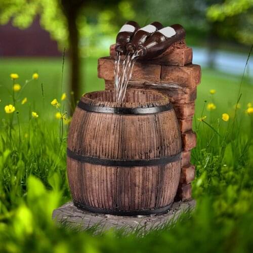 Newest 5V 500mA Resin Outdoor Fountain Self-Circulating Water Decoration Statue Home Office Desktop Spray Humidifier Decoration