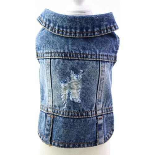XS-2XL Pet Dog Clothes Denim Dog Coat Spring Summer Puppy Vest for Chihuahua Yorkies Small Dogs Cool Jeans Jacket Pets Costume