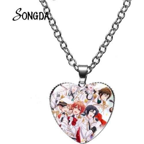Japan Anime IDOLISH7 Boys Girls Pendant Necklaces Art Pattern Glass Dome Crystal Choker For Music Fans Jewelry Birthday Gifts