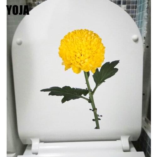 YOJA 18.3*23CM Single Chrysanthemum Yellow Creative Wall Decor Decal Home WC Toilet Seat Stickers T1-0549